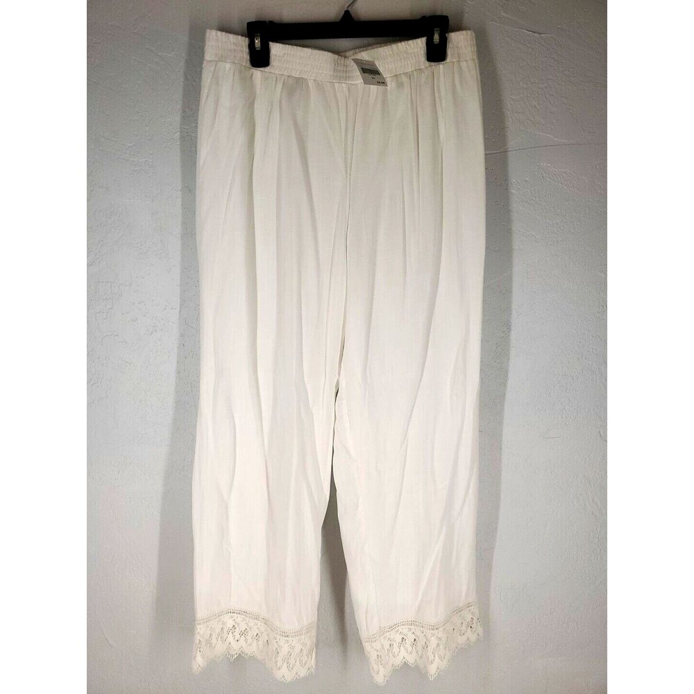 NWT Crochet Trim Pants White Wide Leg Size‎ XL